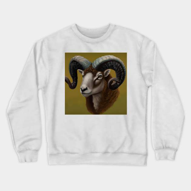 Dorset Horn Ram Crewneck Sweatshirt by BlakCircleGirl